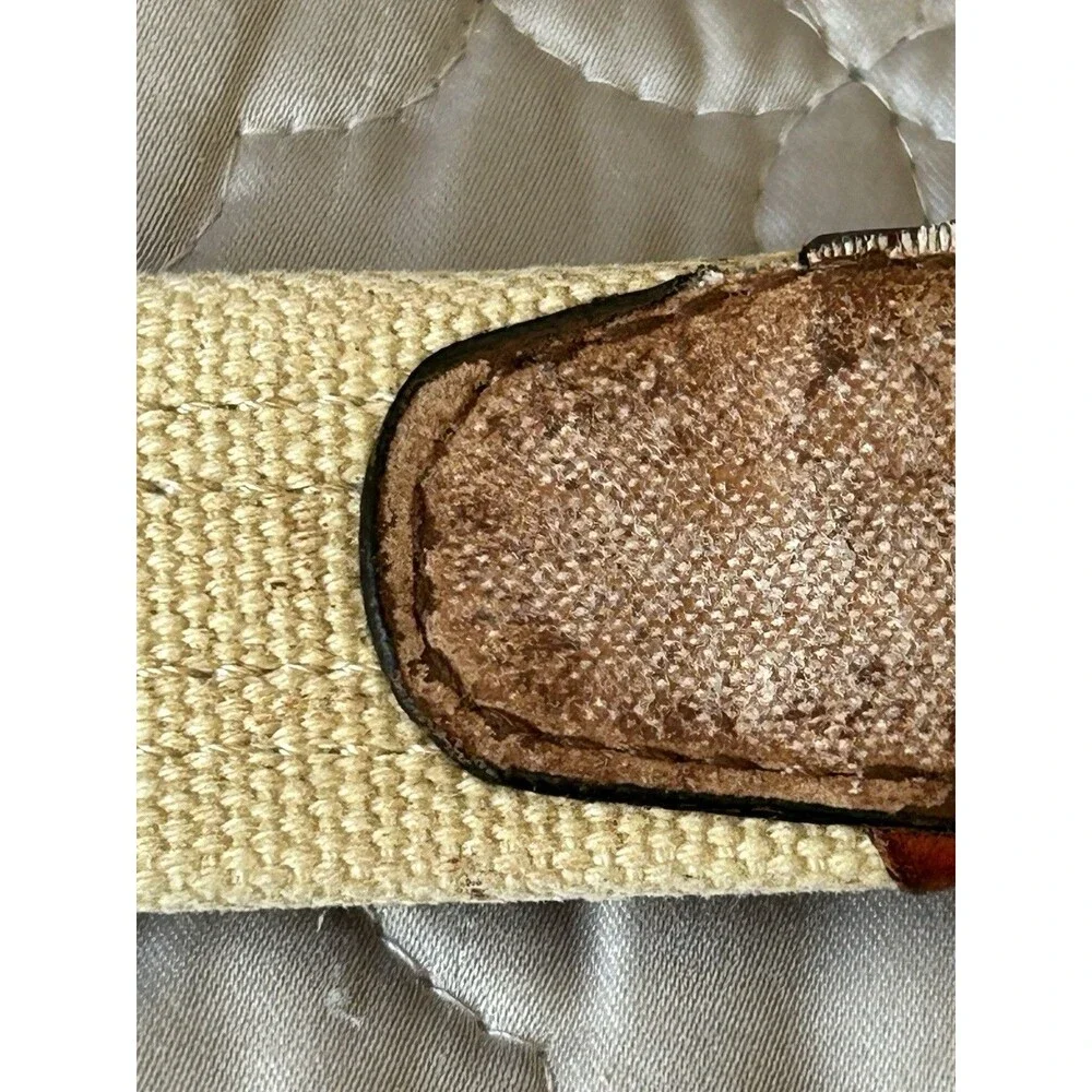 Nike Golf men’s two-tone brown leather and beige canvas belt size 36